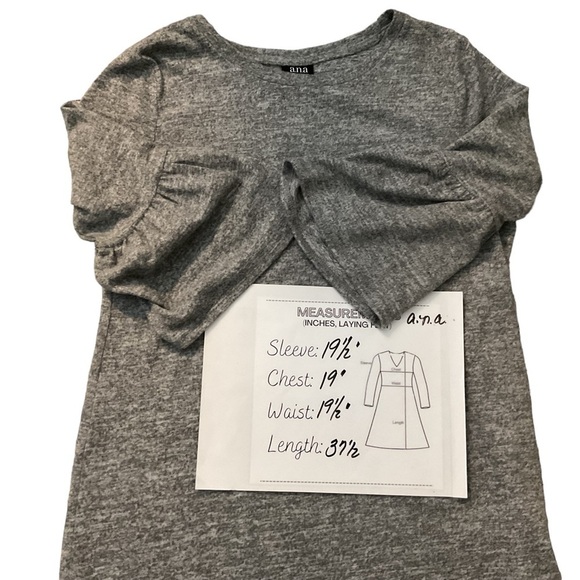 A.N.A Bohemia Gray Knee Length Knit Sweater Pullover Dress Mid Sleeve Size Lg - Picture 7 of 7